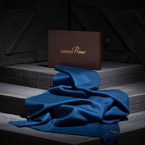 Deep Blue Wool Silk Scarf - Thumbnail