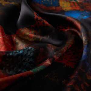 Deep Pathos Satin Silk Scarf - Thumbnail