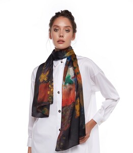 Deep Pathos Satin Silk Scarf - Thumbnail