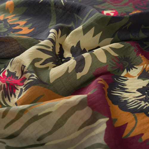 Denim Blue Beige Nihavent Print Tencel Scarf