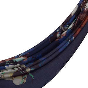 ipekevi - Denim Blue Florescence Print Tencel Scarf