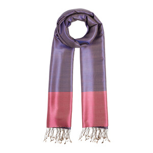 Denim Blue Fuchsia Reversible Silk Scarf - Thumbnail