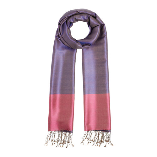 Denim Blue Fuchsia Reversible Silk Scarf