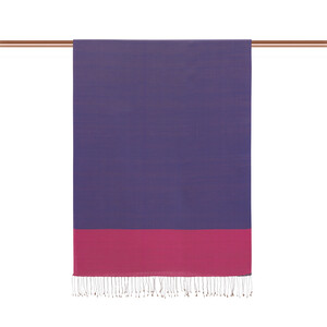 Denim Blue Fuchsia Reversible Silk Scarf - Thumbnail