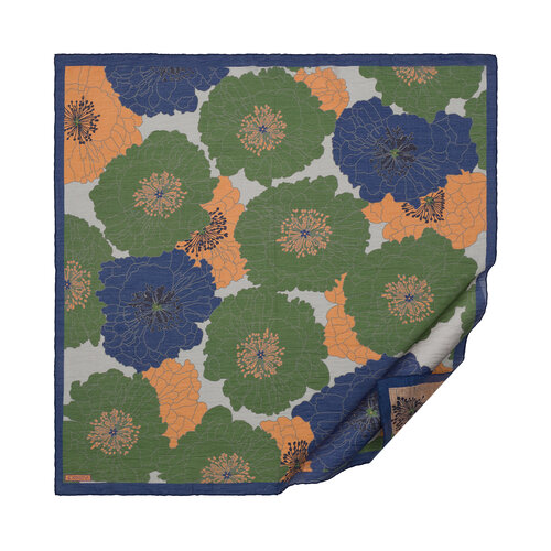 Denim Blue Green Hydrangea Print Tencel Scarf
