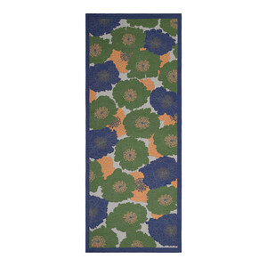 Denim Blue Green Hydrangea Print Tencel Scarf - Thumbnail