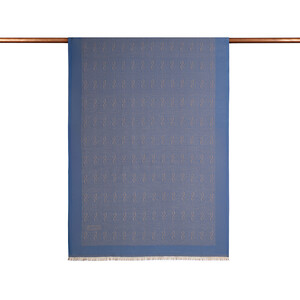 Denim Blue IE Monogram Cotton Silk Scarf - Thumbnail