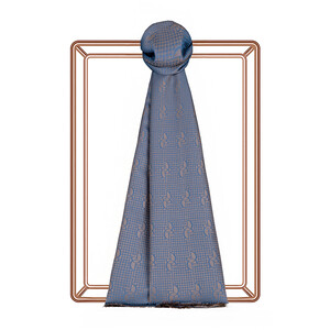 Denim Blue IE Monogram Cotton Silk Scarf - Thumbnail
