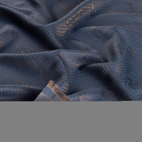 Denim Blue IE Monogram Cotton Silk Scarf