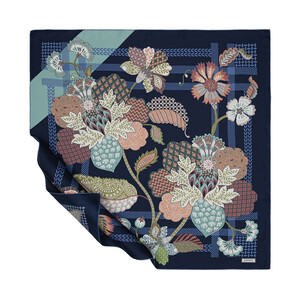 Denim Blue Maharajah Twill Silk Scarf - Thumbnail
