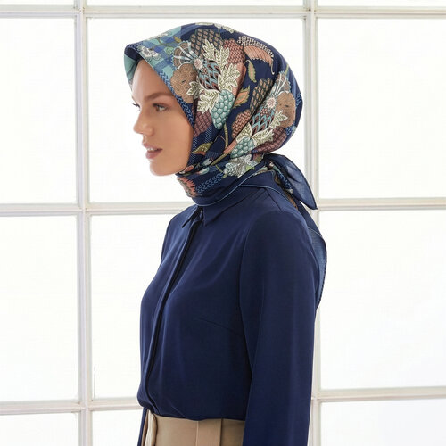 Denim Blue Maharajah Twill Silk Scarf