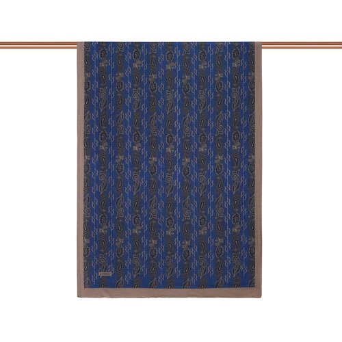 Denim Blue Mink Monogram Print Tencel Scarf
