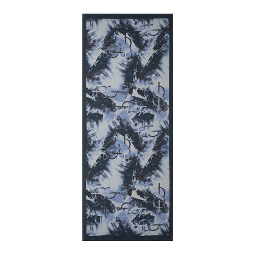 Denim Blue Mono Brush Print Tencel Scarf 