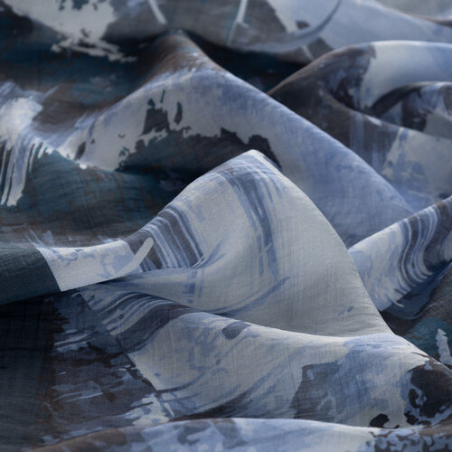 Denim Blue Mono Brush Print Tencel Scarf 