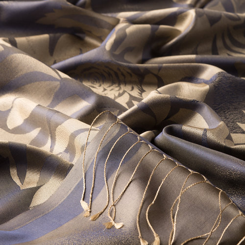 Denim Blue Nev Garden Jacquard Silk Scarf