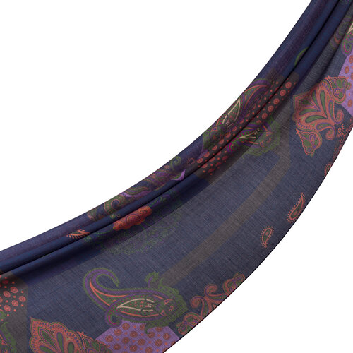 Denim Blue Palace Way Print Tencel Scarf