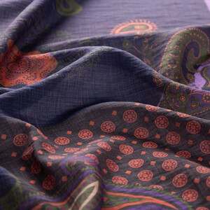 Denim Blue Palace Way Print Tencel Scarf - Thumbnail