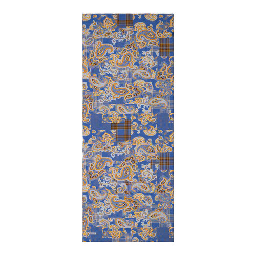 Denim Blue Patchwork Print Tencel Scarf