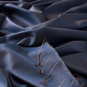 ipekevi - Denim Blue Plain Silk Scarf (1)