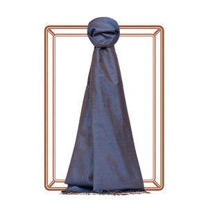 Denim Blue Plain Silk Scarf - Thumbnail