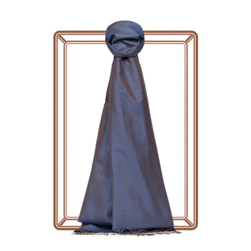 Denim Blue Plain Silk Scarf