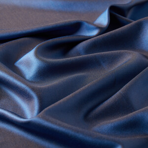 Denim Blue Reversible Silk Neck Scarf - Thumbnail
