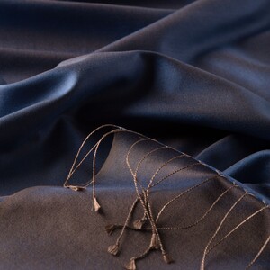 Denim Blue Reversible Silk Neck Scarf - Thumbnail