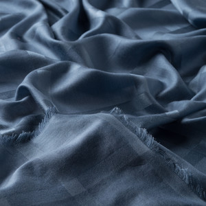 Denim Blue Satin Silk Scarf - Thumbnail