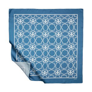 Denim Blue Seljuk Monogram Silk Twill Scarf - Thumbnail