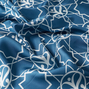 Denim Blue Seljuk Monogram Silk Twill Scarf - Thumbnail