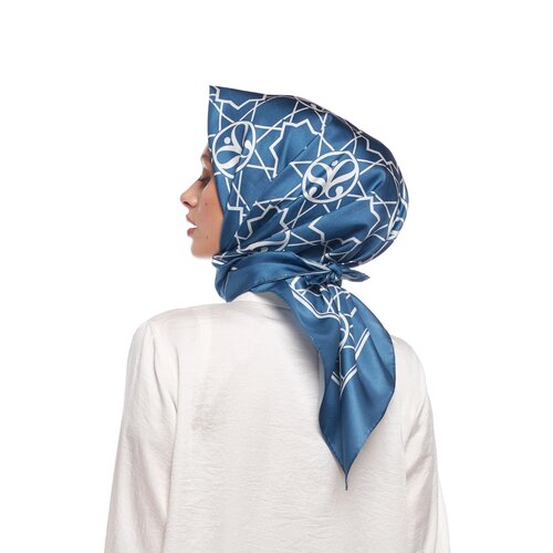 Denim Blue Seljuk Monogram Silk Twill Scarf