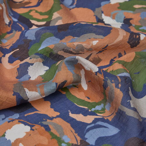 Denim Blue Soulful Blooms Tencel Print Scarf