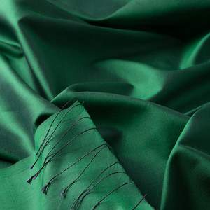 Diamond Green Plain Silk Scarf - Thumbnail