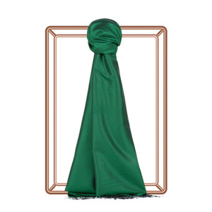 Diamond Green Plain Silk Scarf - Thumbnail