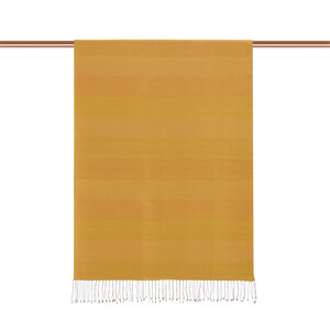 شال حرير فاخر ذو وجهين مخطط لون أصفر وفوشي - Thumbnail