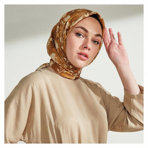 Dore Vintage Silhouette Desenli Tivil İpek Eşarp