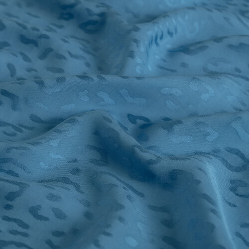Dört Mevsim Bebe Mavisi Leopar Desenli Monogram Şal