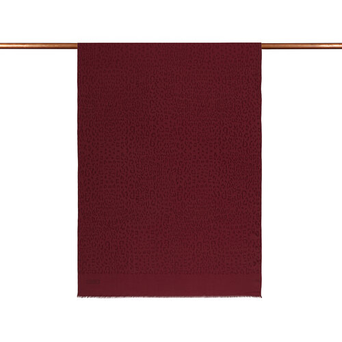 Dört Mevsim Bordo Leopar Desenli Monogram Şal