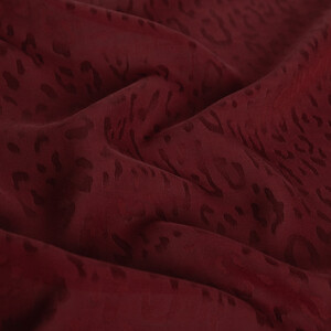 Dört Mevsim Bordo Leopar Desenli Monogram Şal - Thumbnail