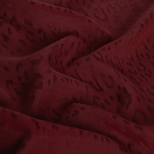 Dört Mevsim Bordo Leopar Desenli Monogram Şal
