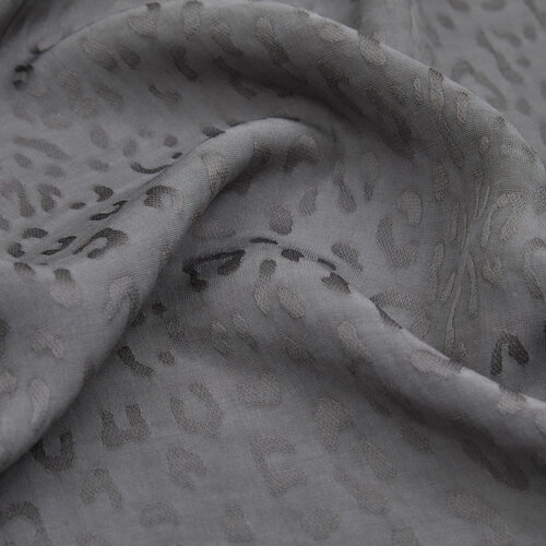 Dört Mevsim Füme Leopar Desenli Monogram Şal