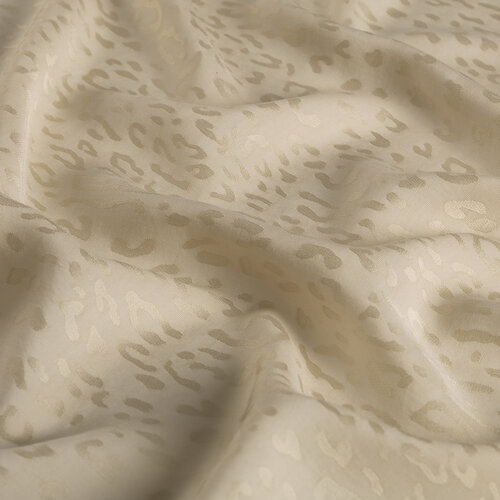 Dört Mevsim Krem Leopar Desenli Monogram Şal