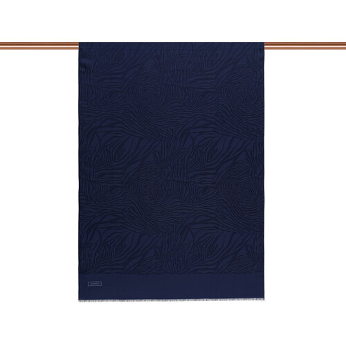 Dört Mevsim Lacivert Zebra Desenli Monogram Şal