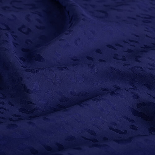 Dört Mevsim Saks Mavi Leopar Desenli Monogram Şal