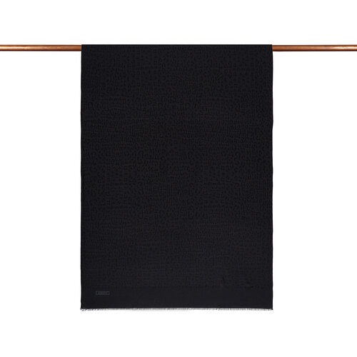 Dört Mevsim Siyah Leopar Desenli Monogram Şal