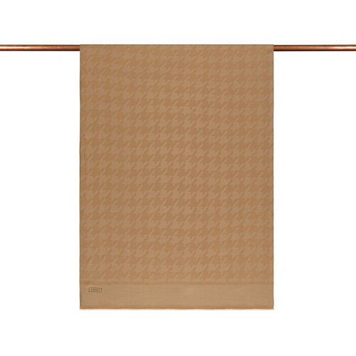 Dört Mevsim Sütlü Kahve Kazayağı Desenli Monogram Şal