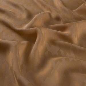 Dört Mevsim Sütlü Kahve Kazayağı Desenli Monogram Şal - Thumbnail