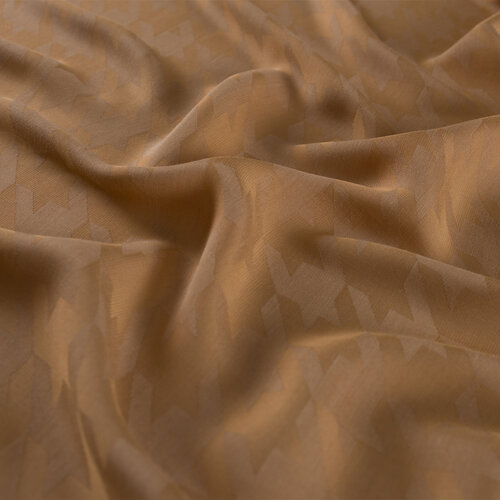 Dört Mevsim Sütlü Kahve Kazayağı Desenli Monogram Şal