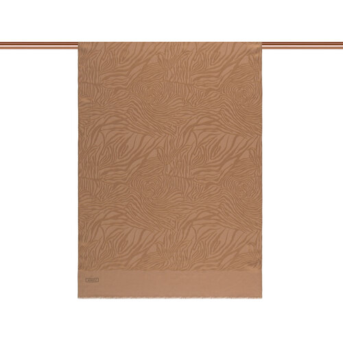 Dört Mevsim Sütlü Kahve Zebra Desenli Monogram Şal