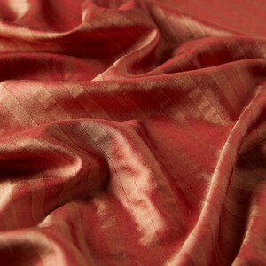 Dry Rose Band Stripe Silk Scarf - Thumbnail